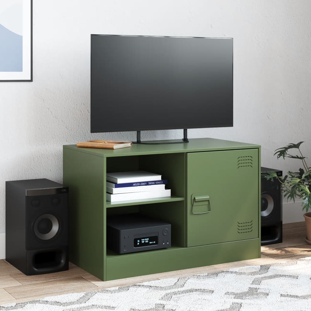TV cabinet, olive green, 67x39x44cm, steel