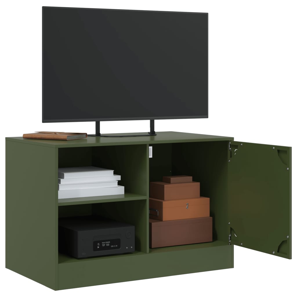 TV cabinet, olive green, 67x39x44cm, steel