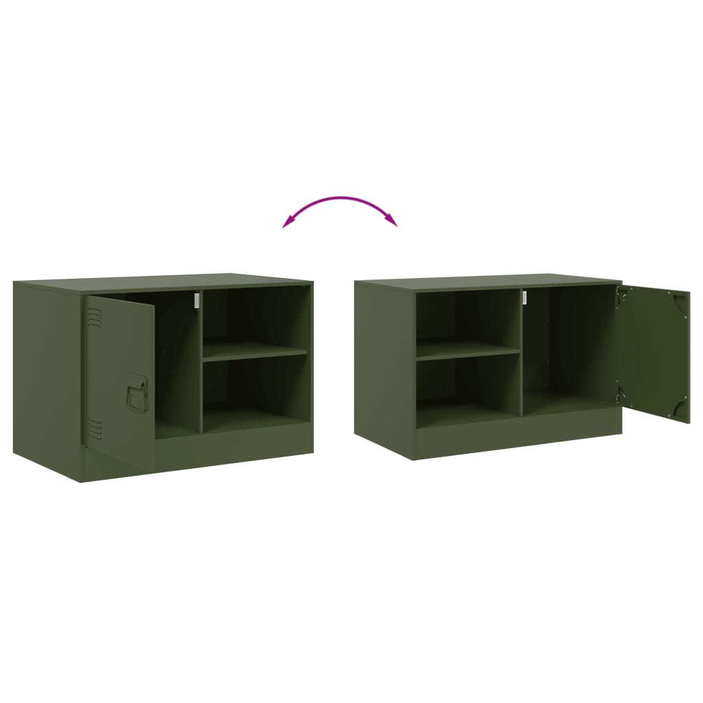 TV cabinet, olive green, 67x39x44cm, steel