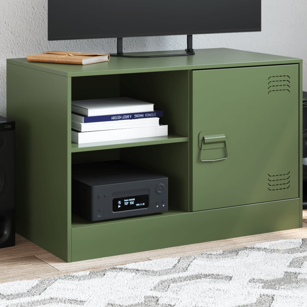 TV cabinet, olive green, 67x39x44cm, steel