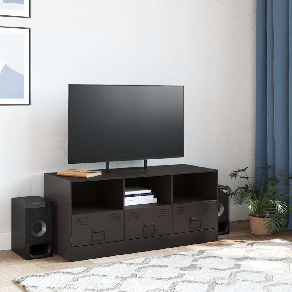 TV stand, black, 99x39x44cm, steel