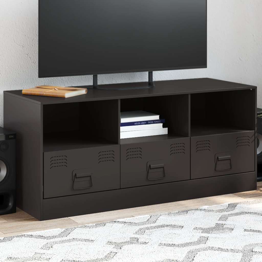 TV stand, black, 99x39x44cm, steel