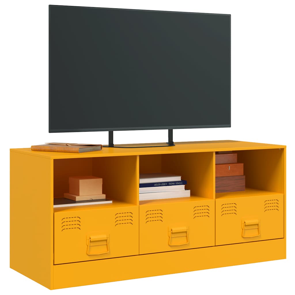 TV galdiņš, sinepju dzeltenā krāsā, 99x39x44cm, tērauds