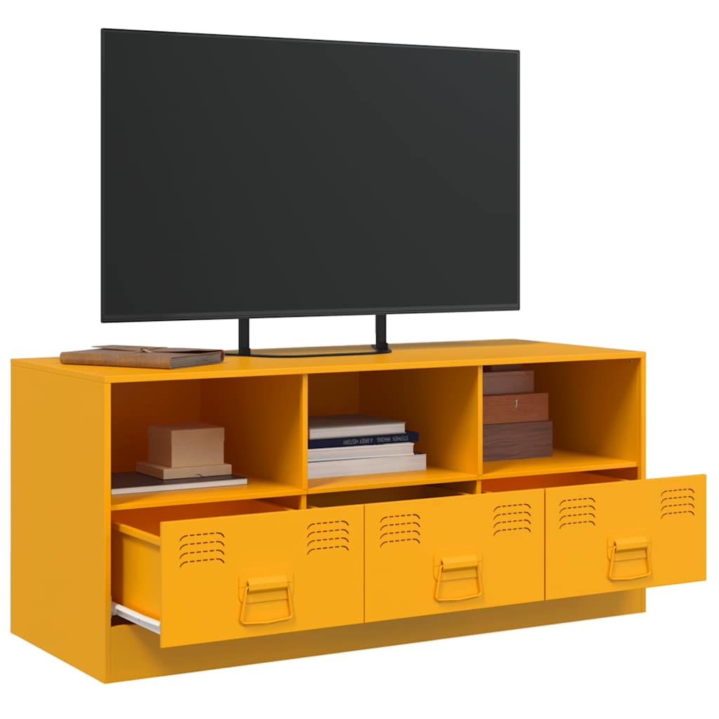 TV galdiņš, sinepju dzeltenā krāsā, 99x39x44cm, tērauds