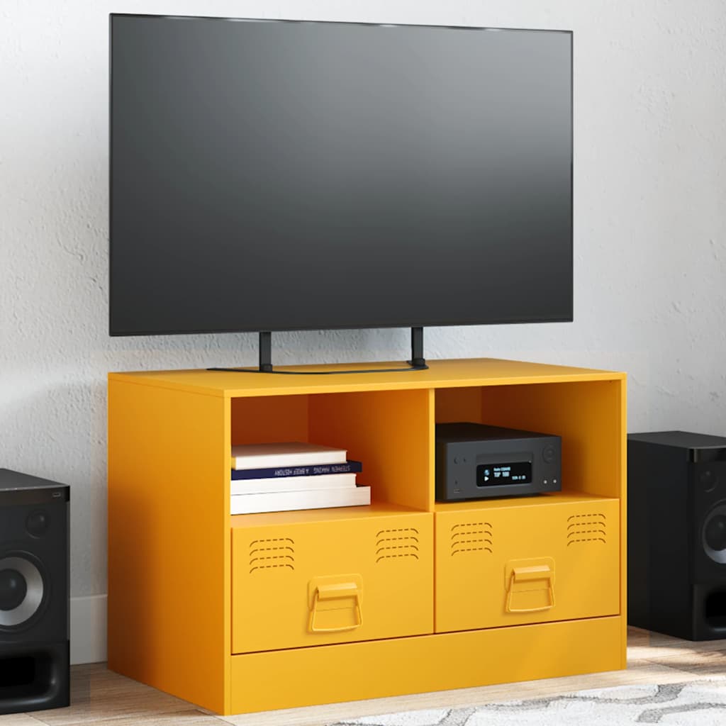 TV skapītis, sinepju dzeltenā krāsā, 67x39x44cm, tērauds