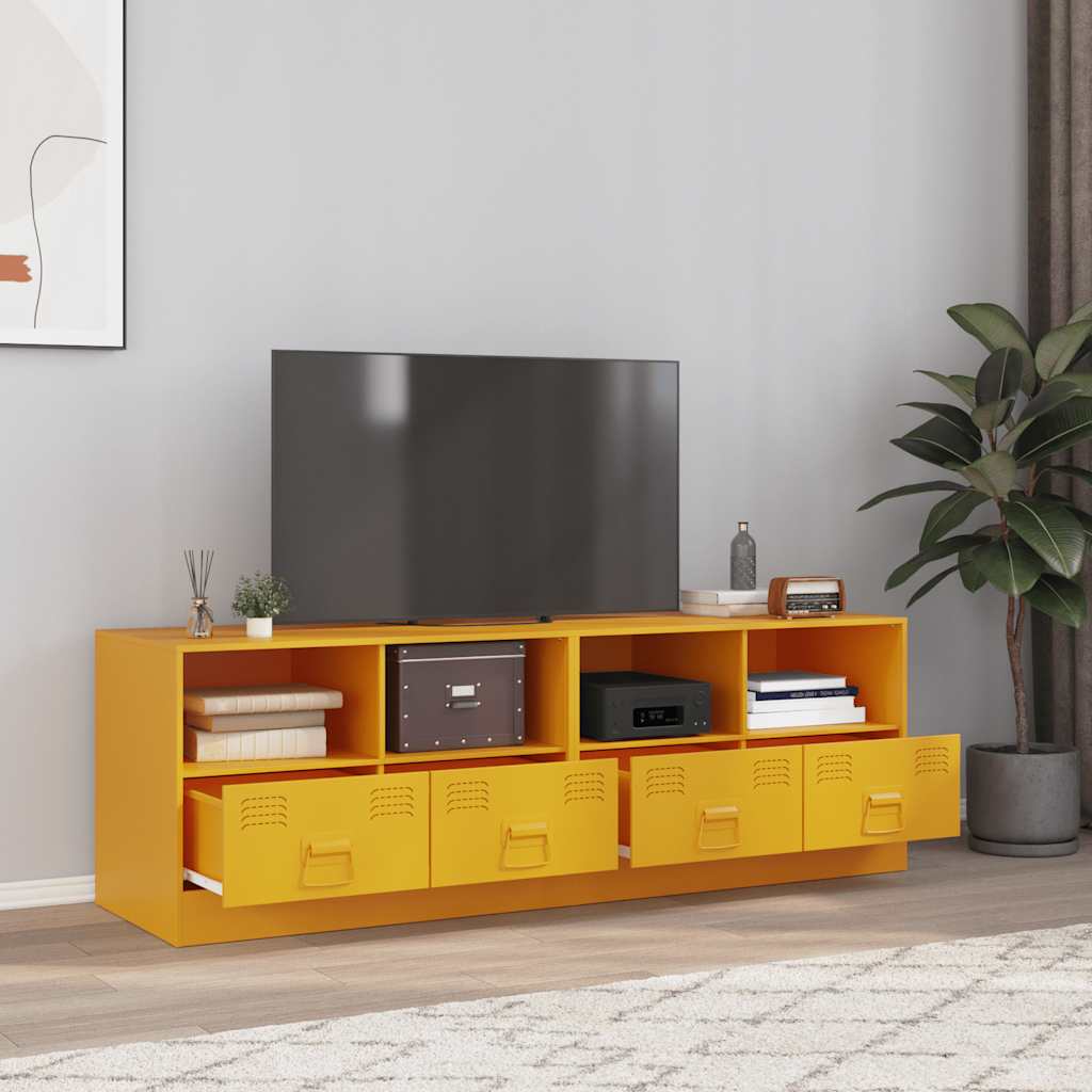 TV cabinets, 2 pcs, mustard yellow, 67x39x44cm, steel