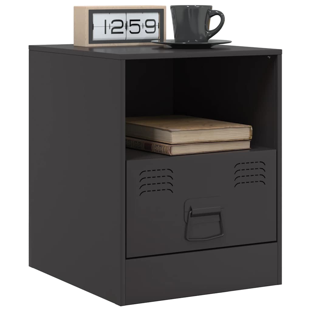 Bedside tables, 2 pcs., black, 34.5x39x44cm, steel