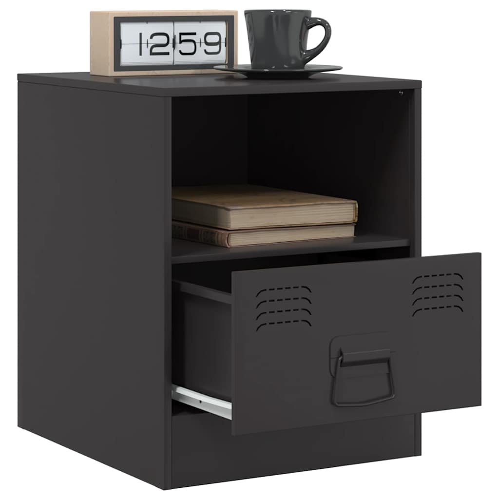 Bedside tables, 2 pcs., black, 34.5x39x44cm, steel