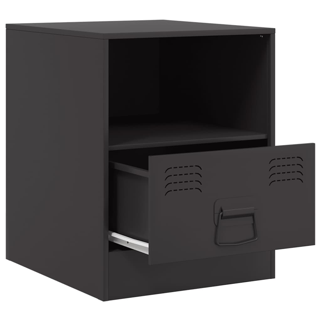 Bedside tables, 2 pcs., black, 34.5x39x44cm, steel