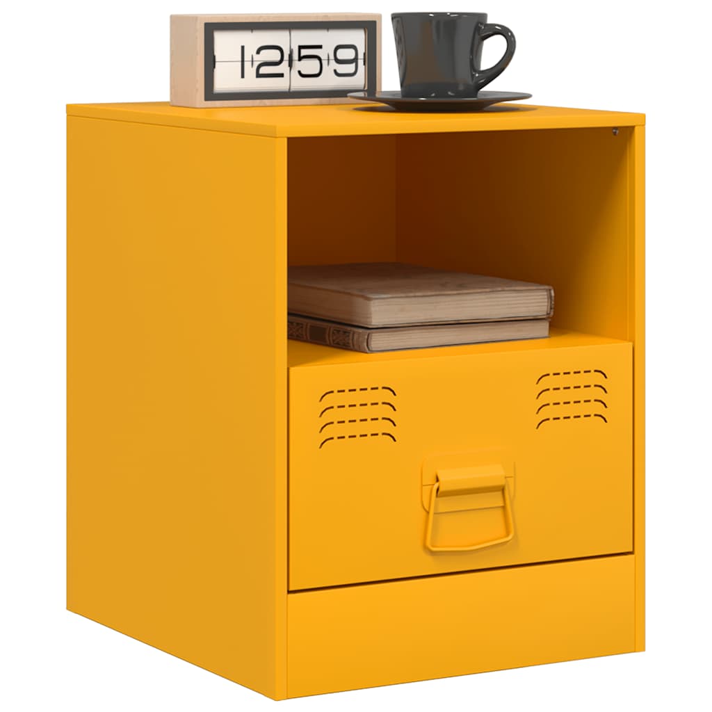 Nightstands, 2 pcs., mustard, 34.5x39x44cm, steel
