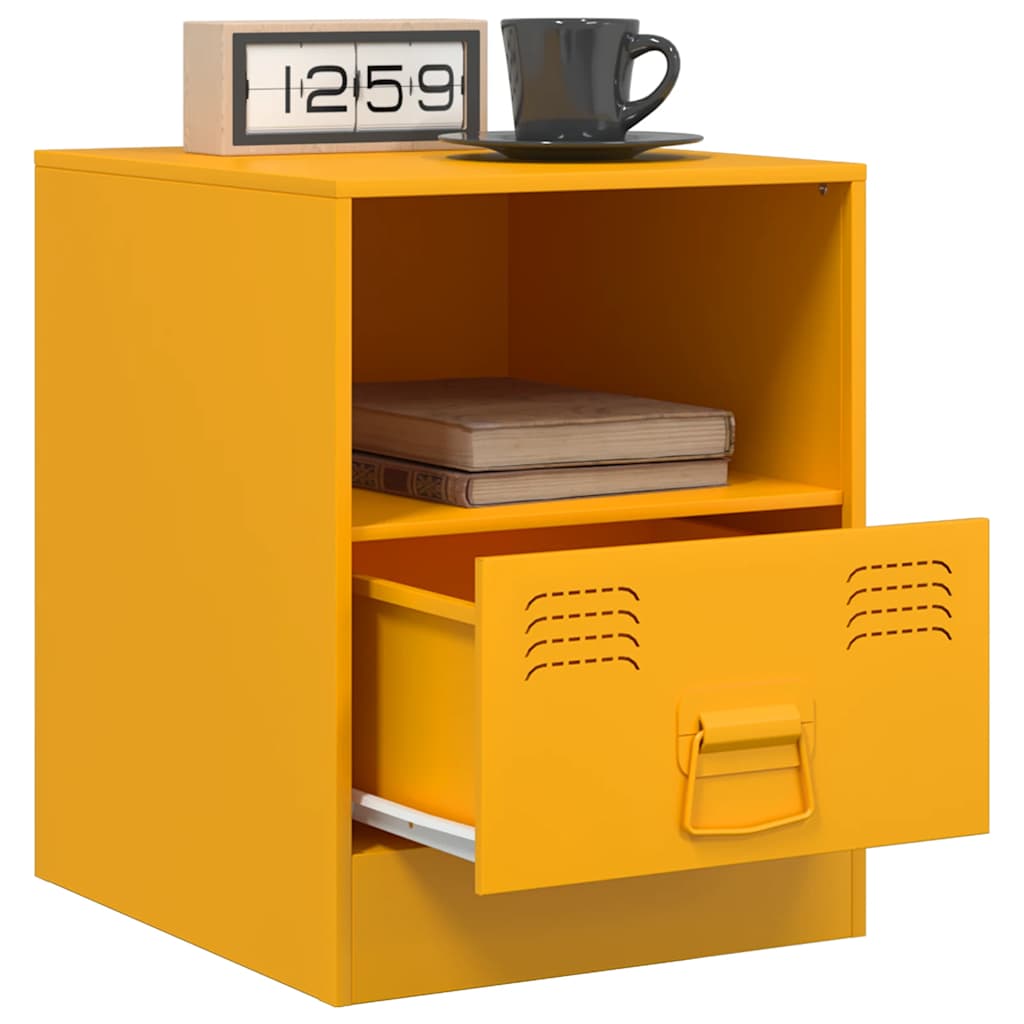 Nightstands, 2 pcs., mustard, 34.5x39x44cm, steel