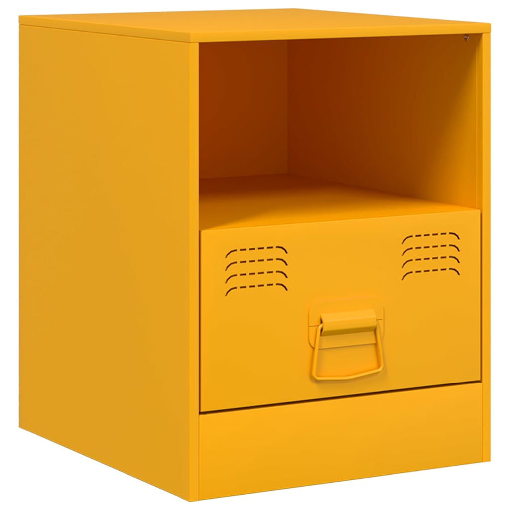 Nightstands, 2 pcs., mustard, 34.5x39x44cm, steel