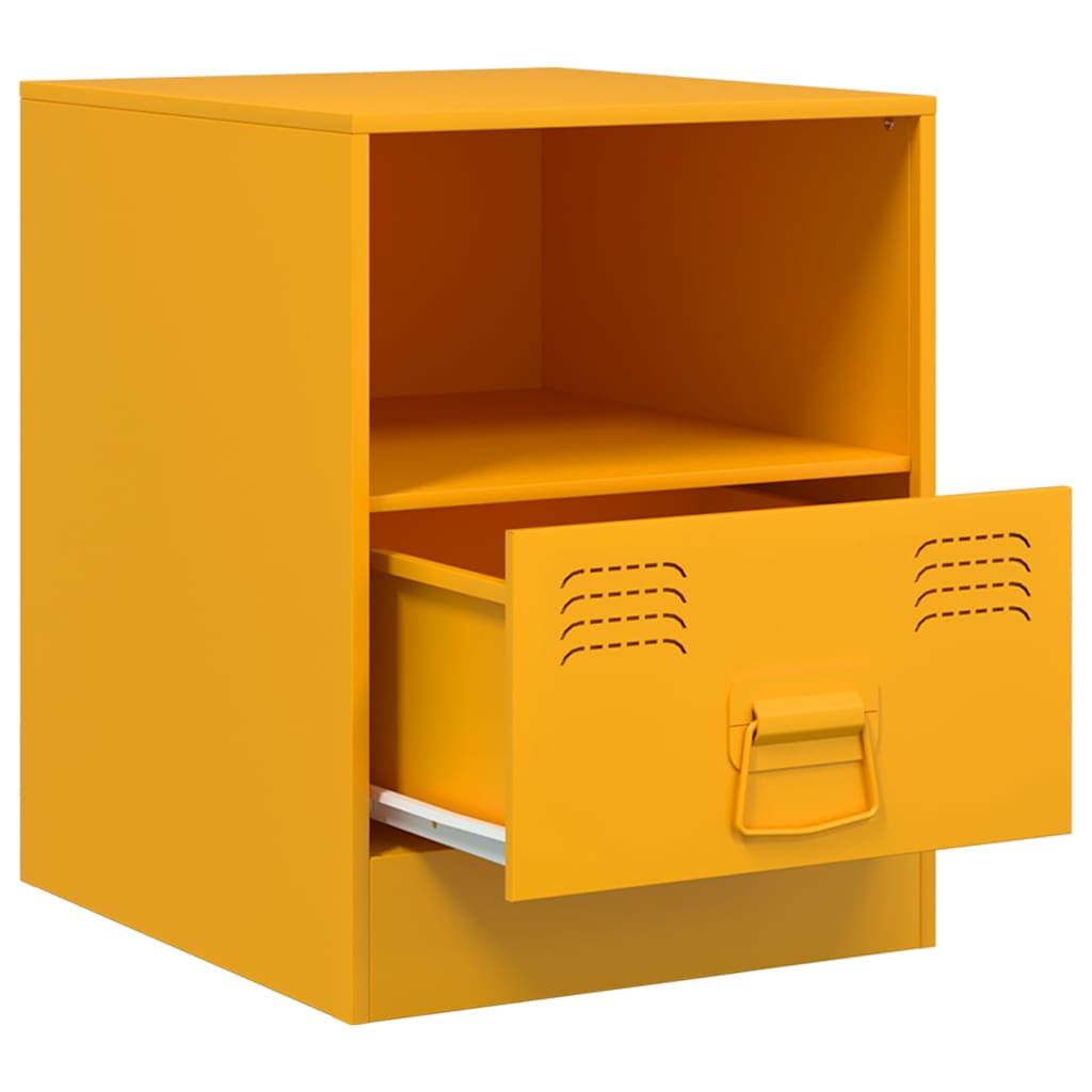 Nightstands, 2 pcs., mustard, 34.5x39x44cm, steel