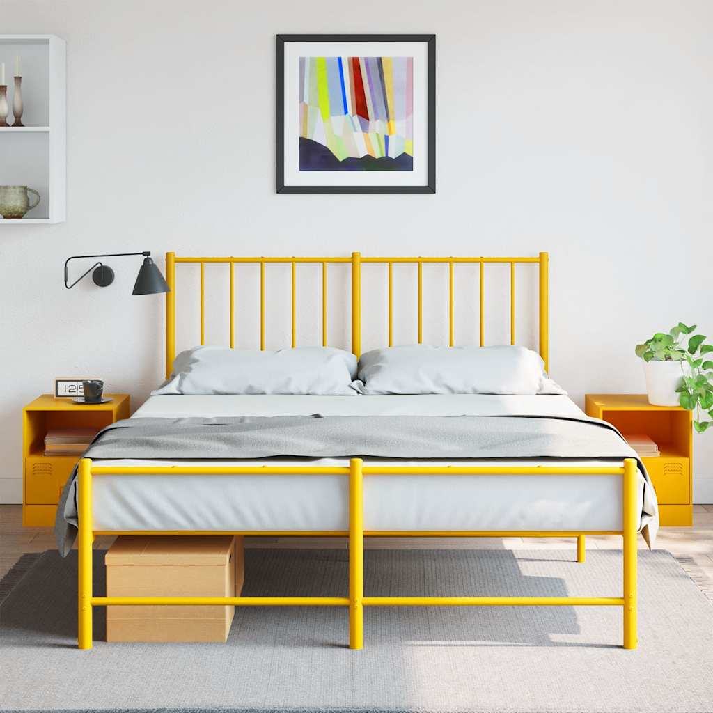 Nightstands, 2 pcs., mustard, 34.5x39x44cm, steel