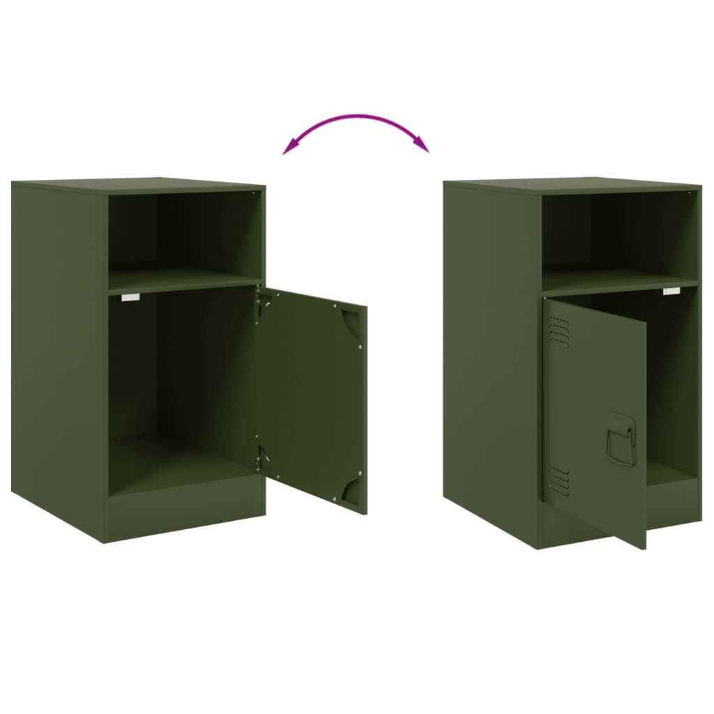 Bedside tables, 2 pcs., olive, 34.5x39x62cm, steel