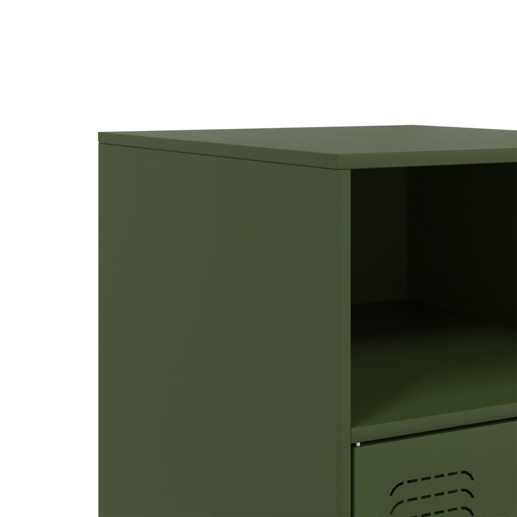 Bedside tables, 2 pcs., olive, 34.5x39x62cm, steel