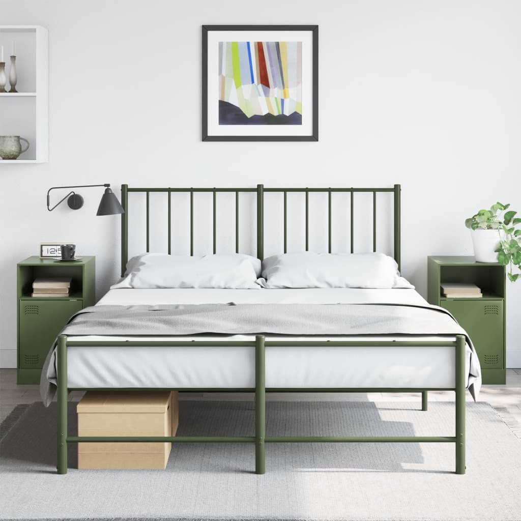 Bedside tables, 2 pcs., olive, 34.5x39x62cm, steel