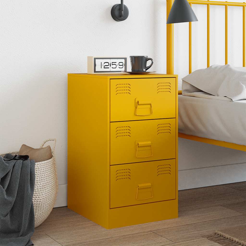 Nightstand, mustard yellow, 34.5x39x62cm, steel