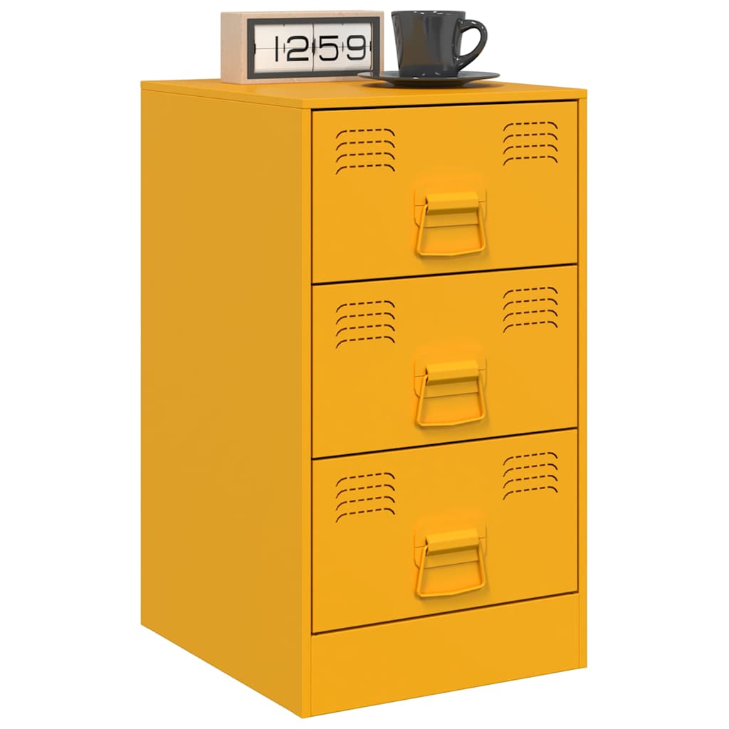 Nightstand, mustard yellow, 34.5x39x62cm, steel