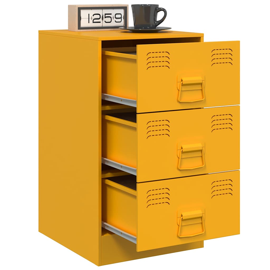 Nightstand, mustard yellow, 34.5x39x62cm, steel