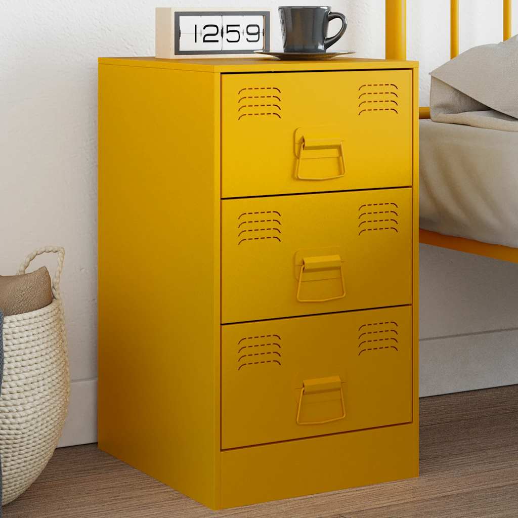 Nightstand, mustard yellow, 34.5x39x62cm, steel