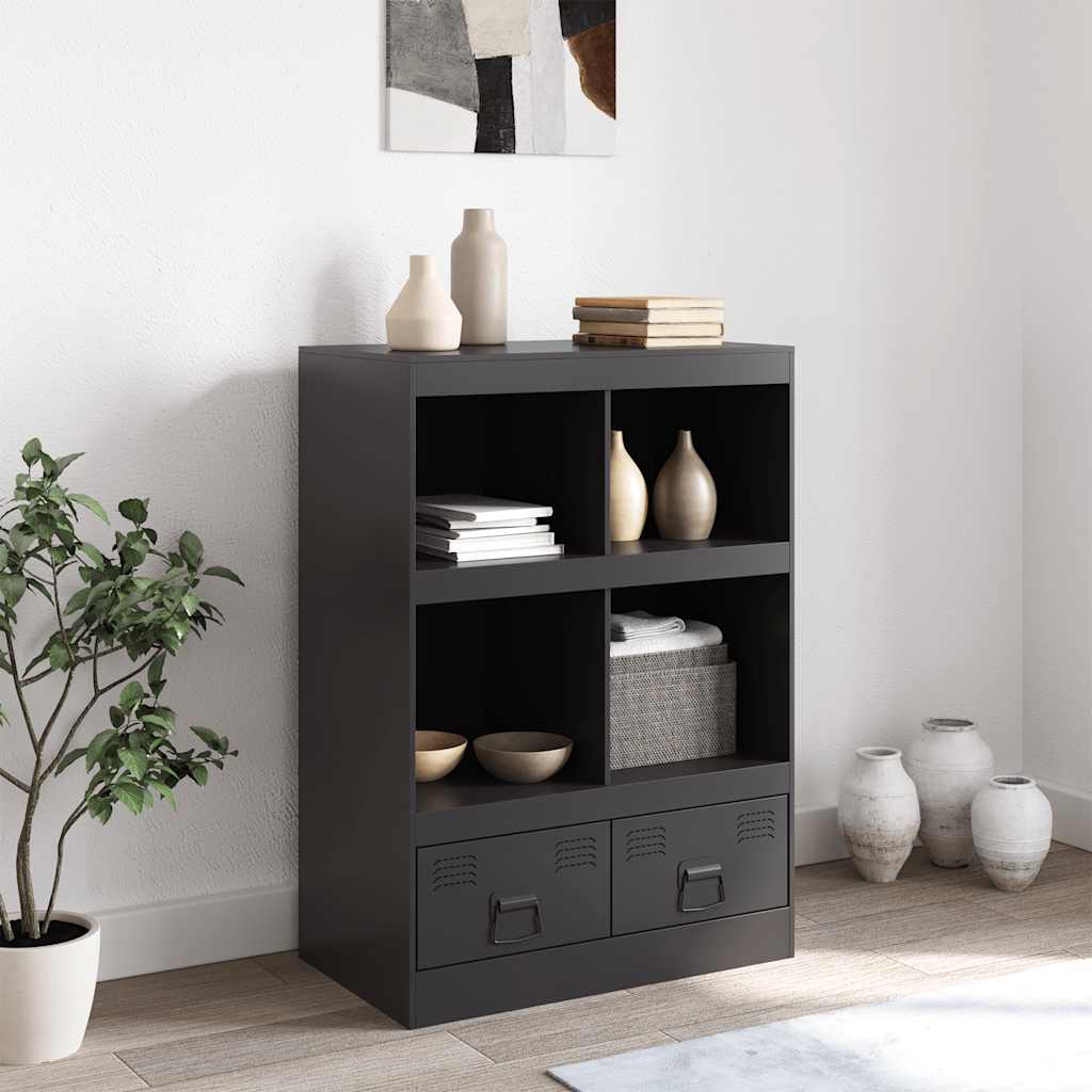 Chest of drawers, black, 67x39x95cm, steel