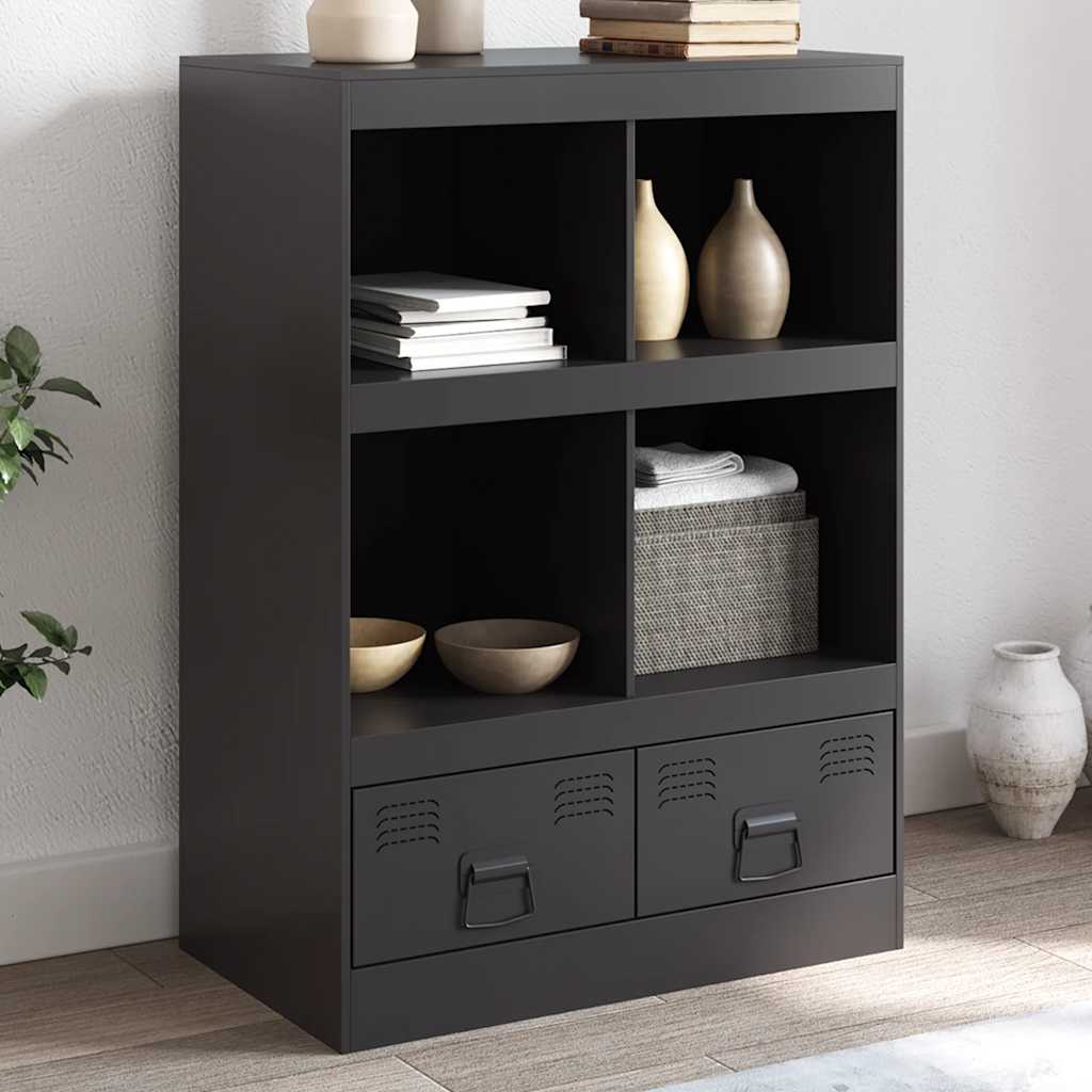 Chest of drawers, black, 67x39x95cm, steel