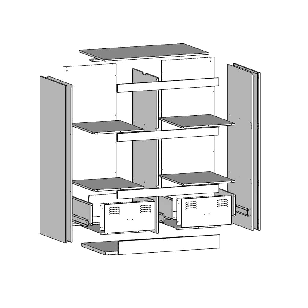 Chest of drawers, white, 67x39x95cm, steel