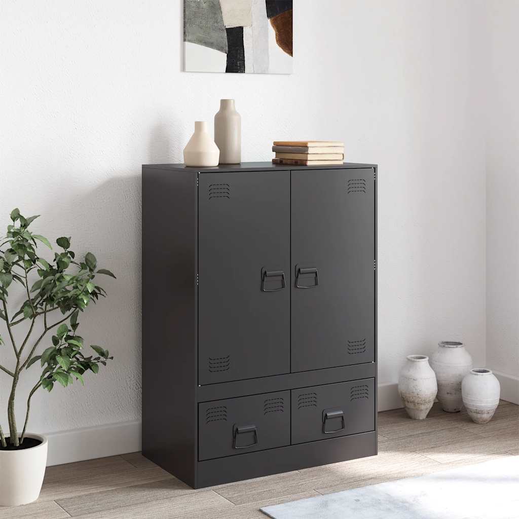 Chest of drawers, black, 67x39x95cm, steel