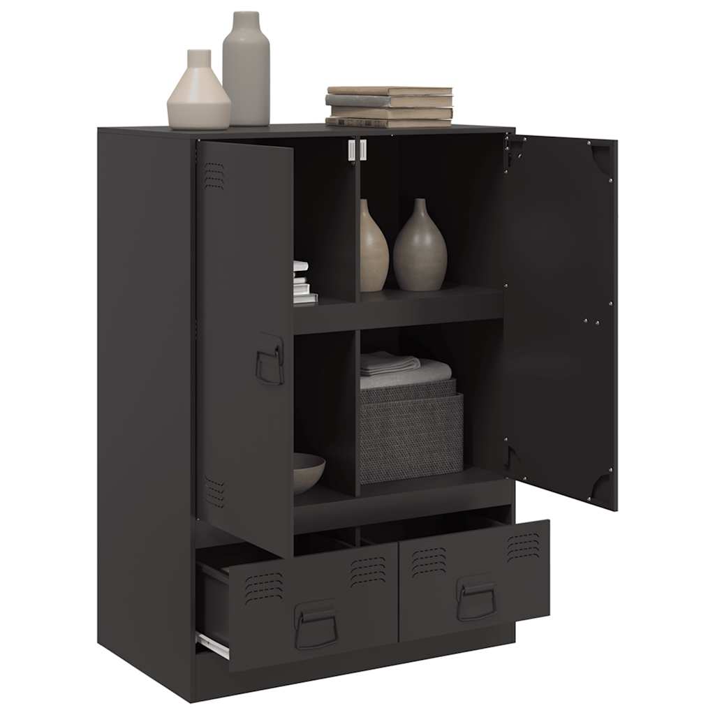 Chest of drawers, black, 67x39x95cm, steel