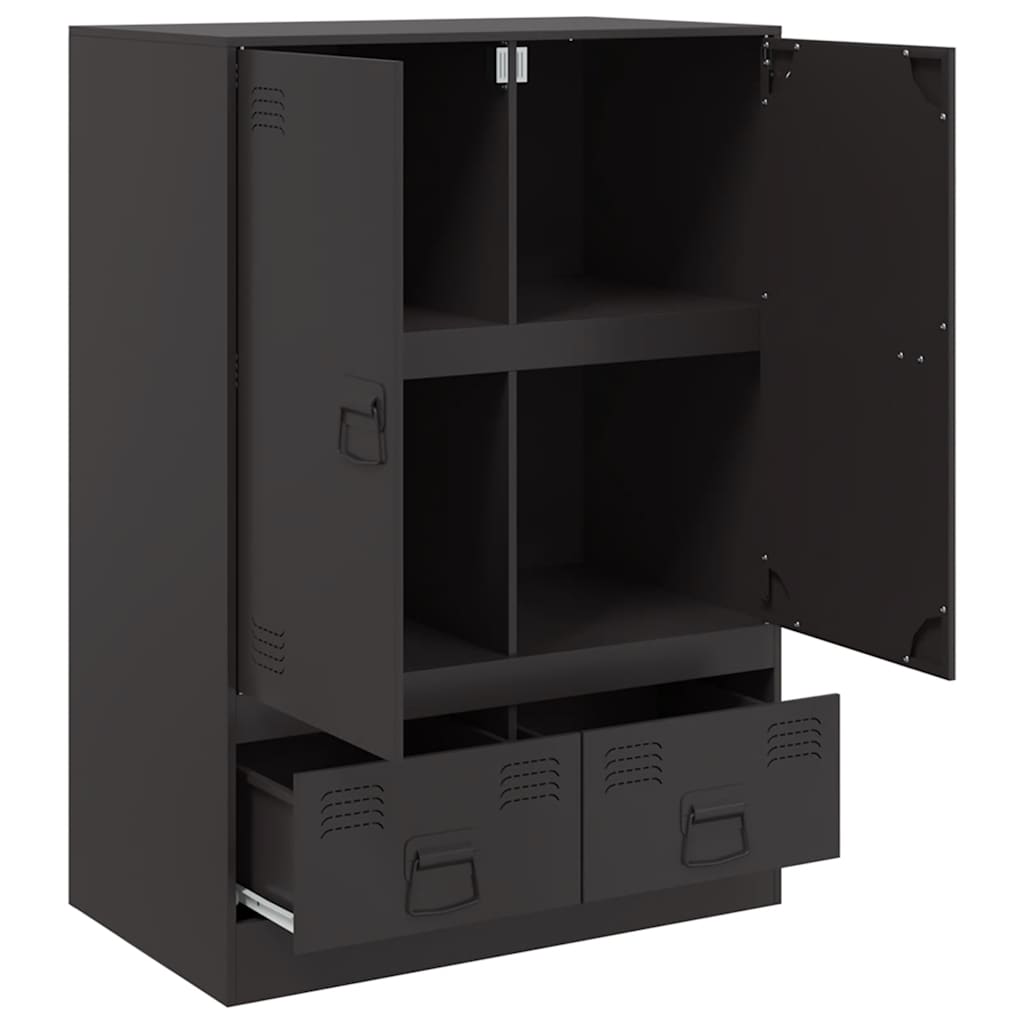Chest of drawers, black, 67x39x95cm, steel