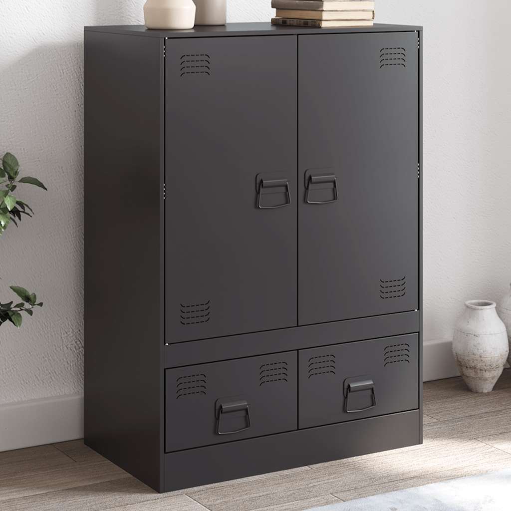 Chest of drawers, black, 67x39x95cm, steel