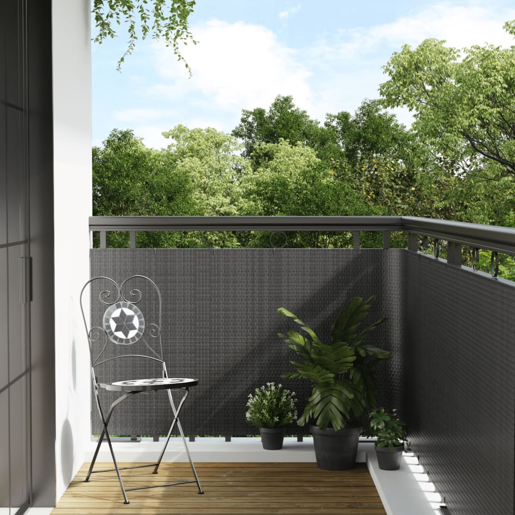 Balcony screen, anthracite, 300x80cm, polyrattan