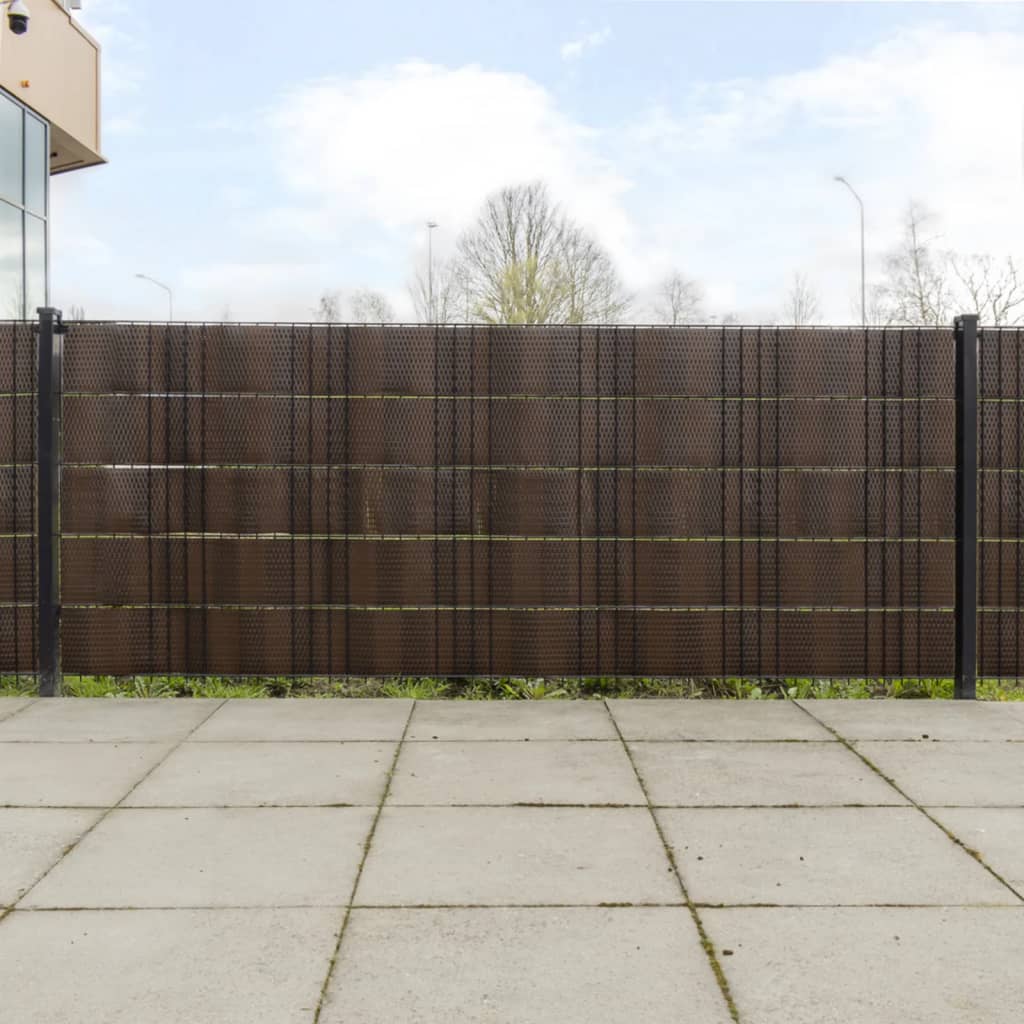 Balcony dividers, 10 pcs, brown/black, 255x19cm, polyrattan