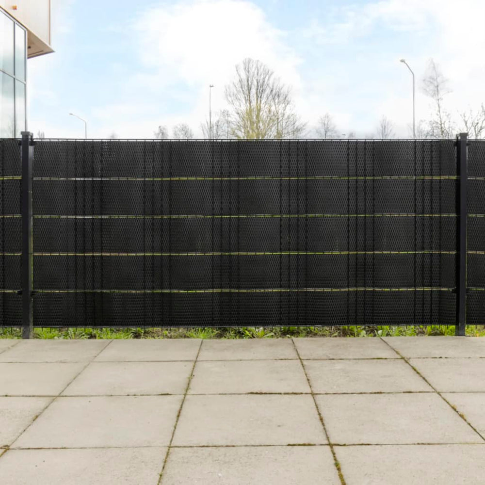 Balcony dividers, 10 pcs, black, 255x19cm, polyrattan