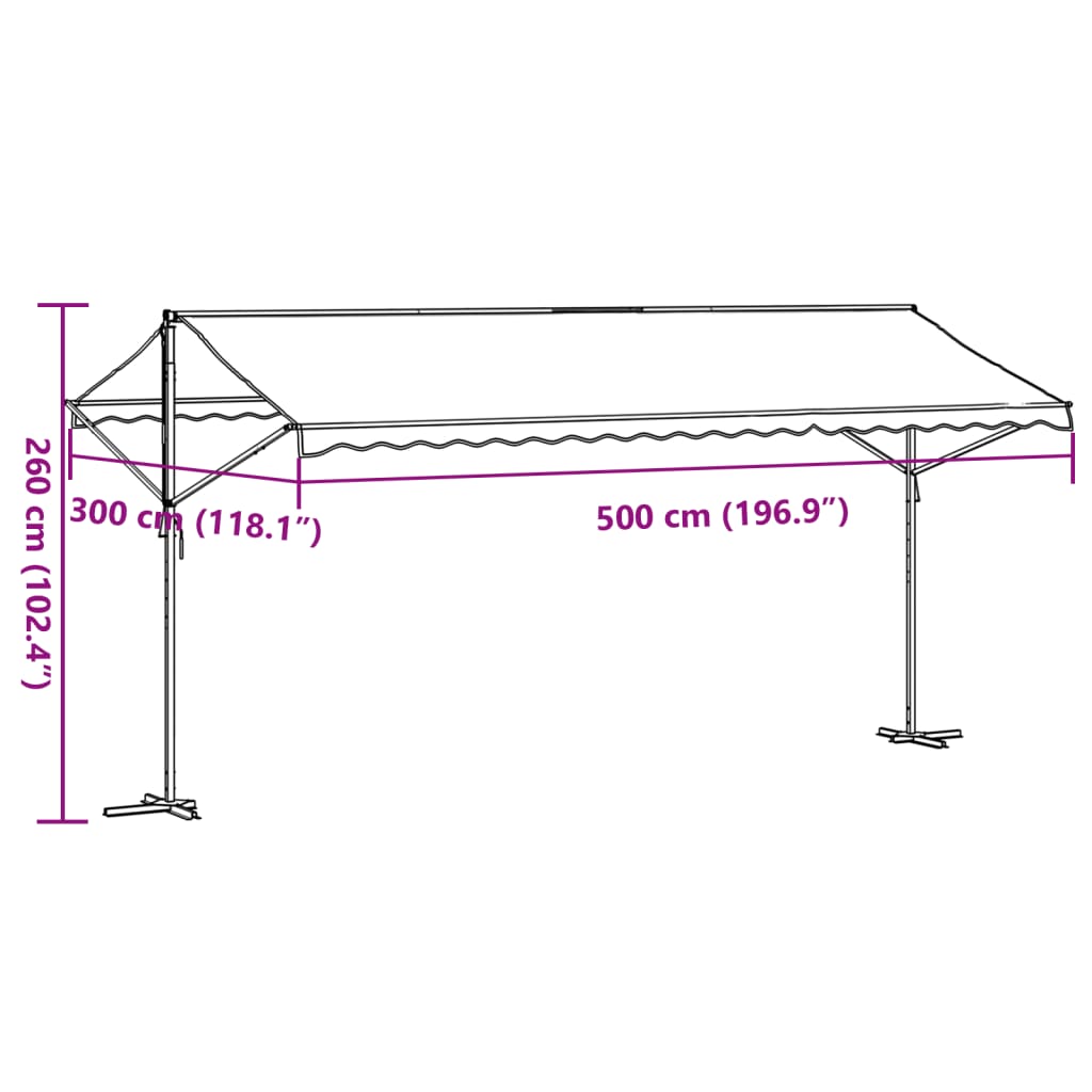 Pop-up gazebo, blue/white, 500x300cm, fabric/steel