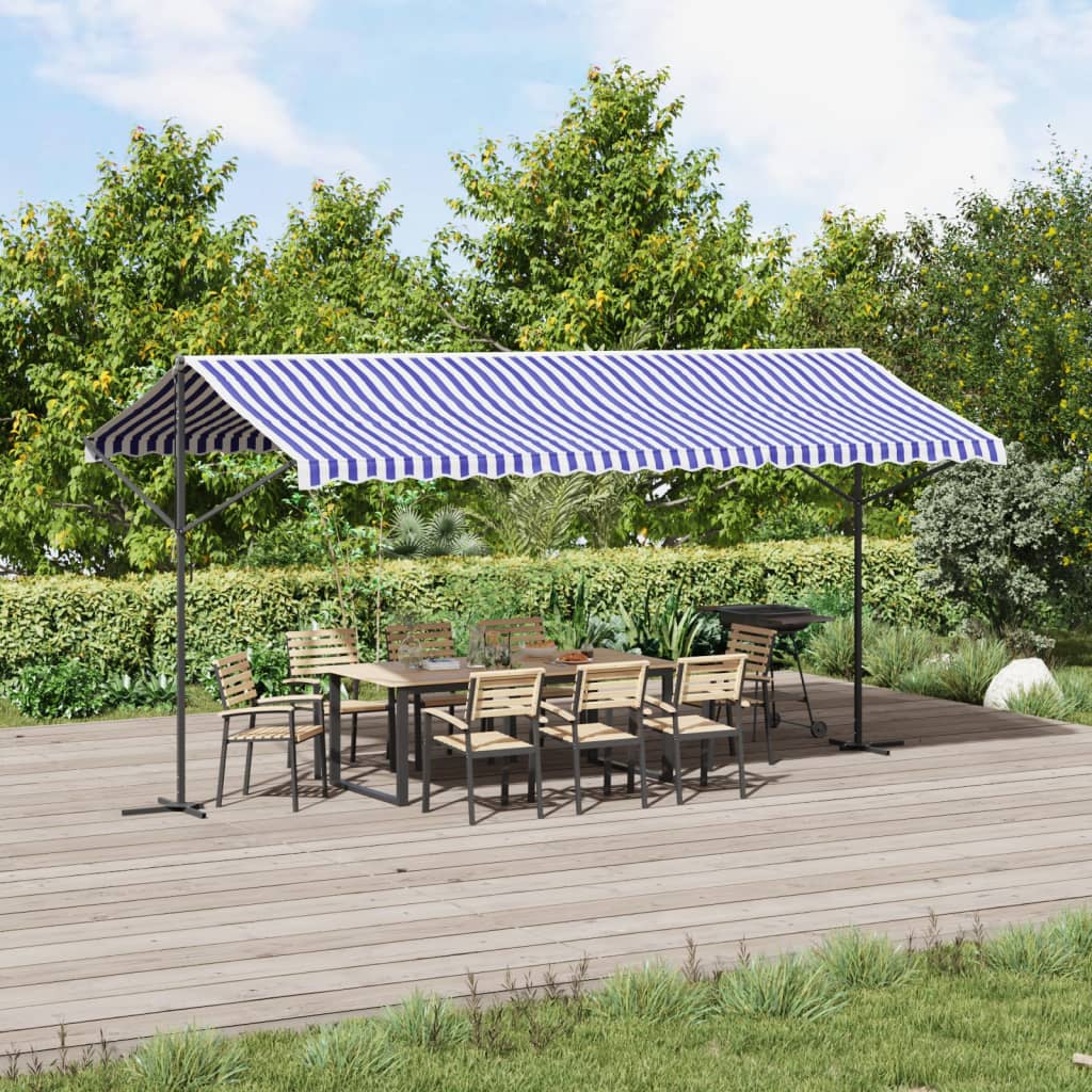Pop-up gazebo, blue/white, 500x300cm, fabric/steel