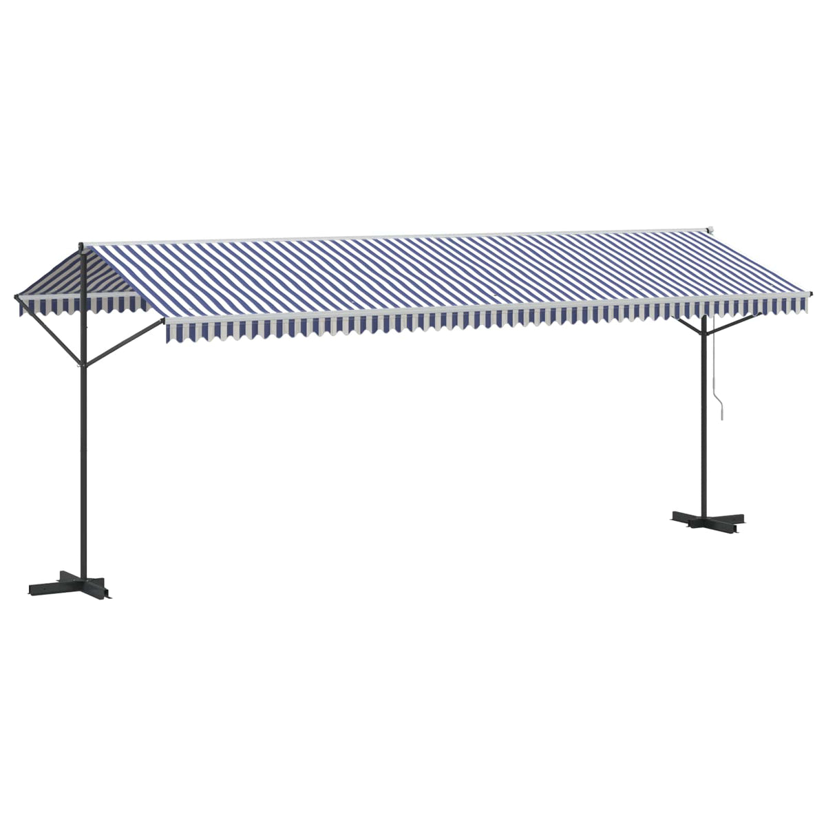 Pastatoma stoginė, mėlyna/balta, 600x300cm, audinys/plienas