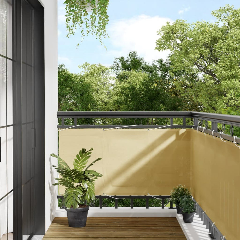 Balcony privacy screen, sand, 75x800cm, 100% oxford polyester
