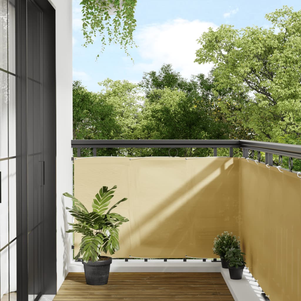 Balcony privacy screen, sand, 90x700cm, 100% Oxford polyester