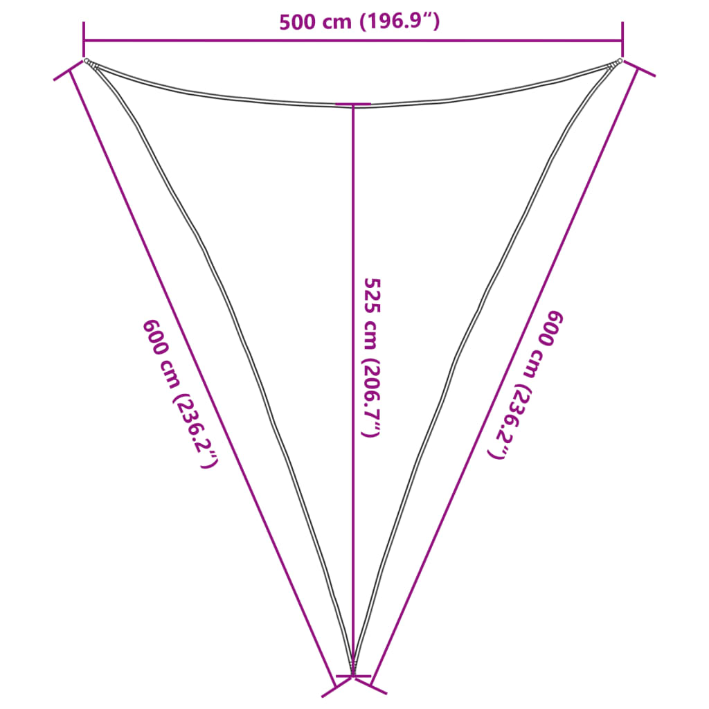 Sun sail, gray, 5x6x6m, 100% oxford polyester