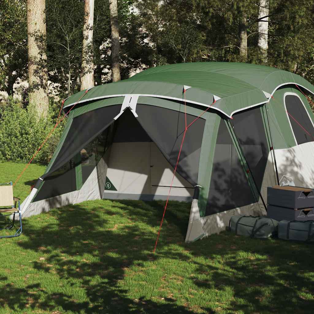 Camping tent with a porch, green, four-person