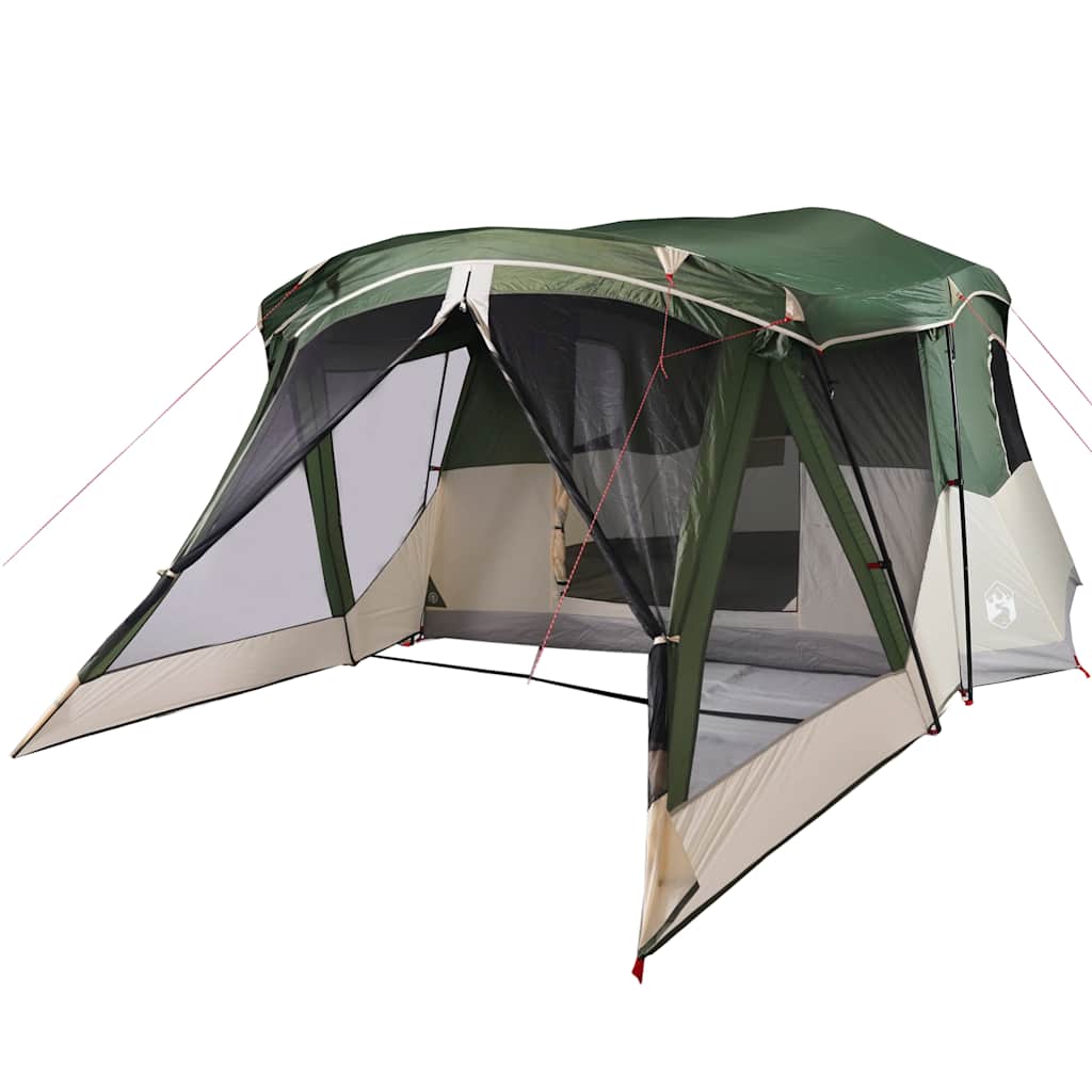 Camping tent with a porch, green, four-person