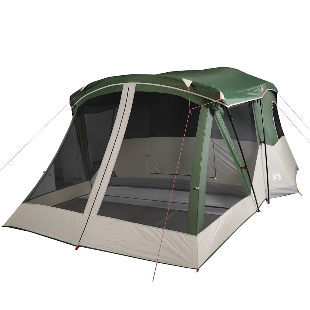 Camping tent with a porch, green, four-person