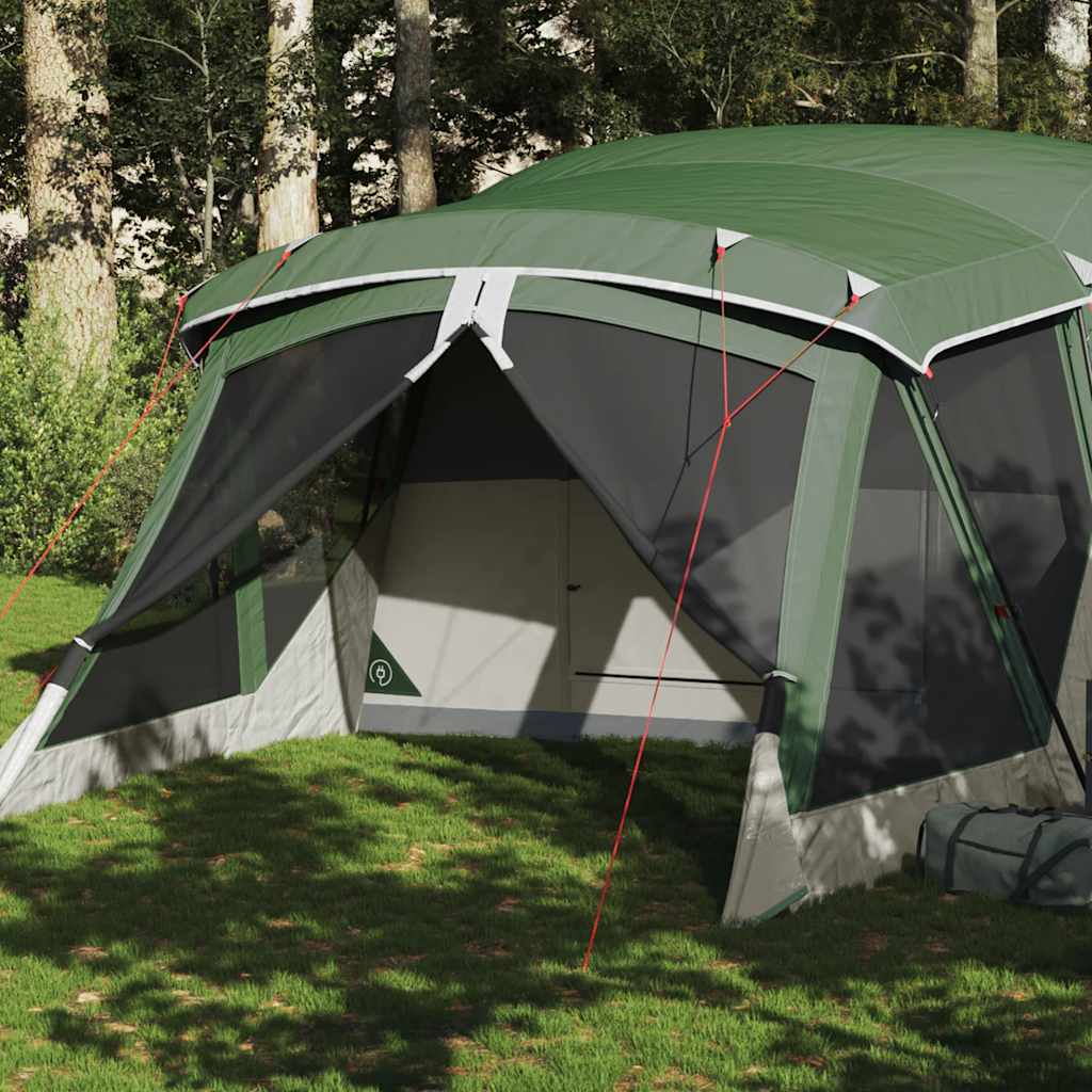 Camping tent with a porch, green, four-person