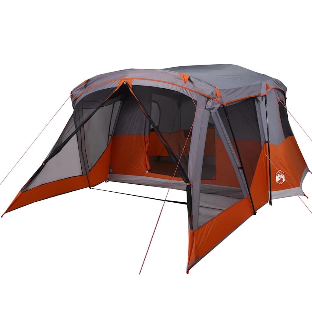 Camping tent with porch, orange, four-person
