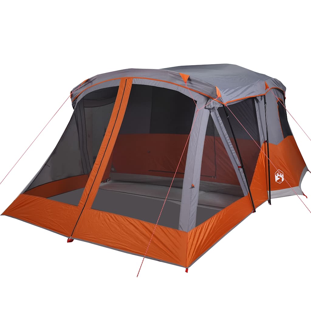 Camping tent with porch, orange, four-person