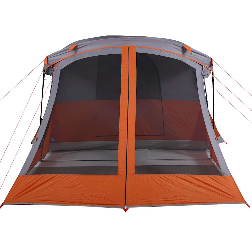 Camping tent with porch, orange, four-person