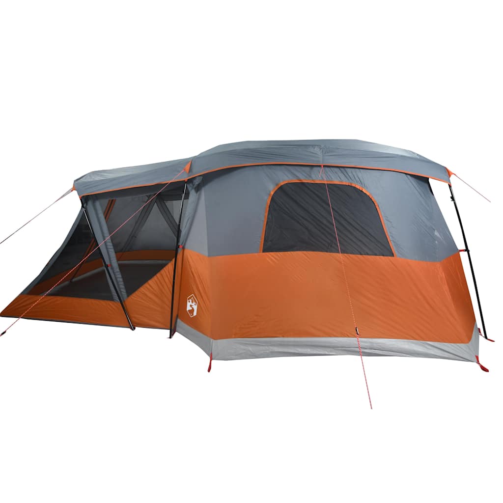 Camping tent with porch, orange, four-person