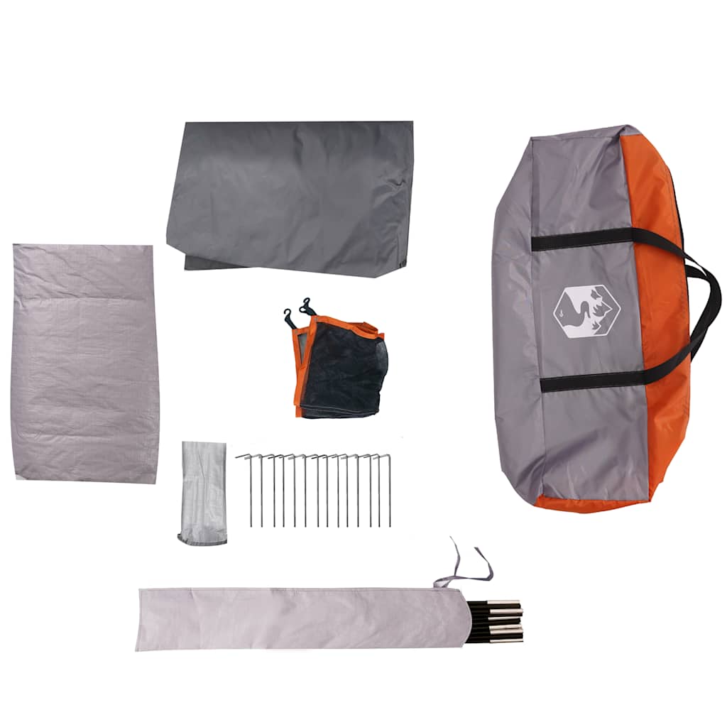 Camping tent with porch, orange, four-person